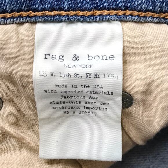 Rag & Bone Distressed Skinny Jeans Midland Raw Frayed Hem Destroyed Denim 30 - Picture 15 of 16